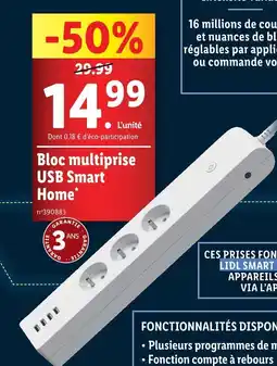 Lidl Bloc multiprise USB Smart Home offre