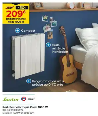 Castorama JAUTER Radiateur électrique Orosi 1000 W offre