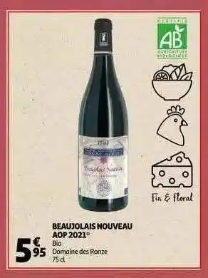 Auchan Beaujolais Nouveau Aop 2021 Bio Domaine Des Ranze offre