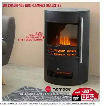 Gifi Poêle Soufflant 2 En 1 Homday Déco Effet Flamme offre