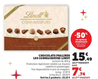 U Express LINDT Chocolats pralines les connaisseurs offre