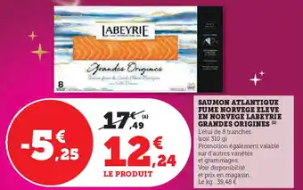 U Express LABEYRIE Saumon atlantique fume norvege eleve en norvege grandes origines offre