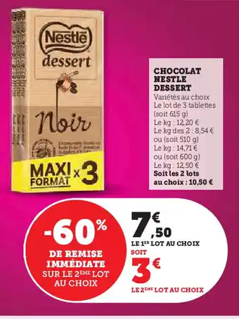 U Express NESTLE Chocolat dessert offre