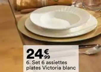 BUT Set 6 assiettes plates Victoria blanc offre