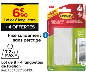 Castorama 3M Lot de 8 + 4 languettes de fixation offre