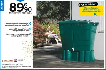 Castorama Garantia Récupérateur d’eau 520 L vert offre