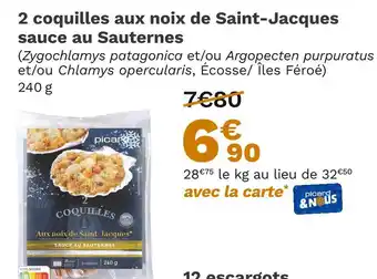 Picard picard 2 coquilles aux noix de Saint-Jacques sauce au Sauternes offre