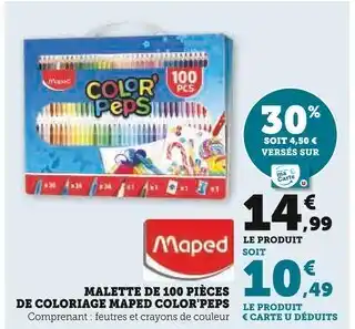 Super U Maped Mallette de 100 pièces de coloriage Color'peps offre