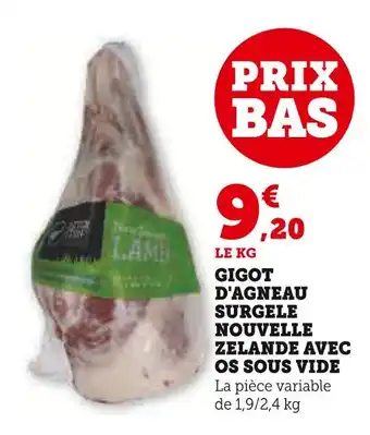 U Express Nouvelle Zélande Gigot d'agneau surgelé avec os sous vide offre