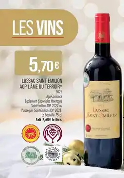 Match L'ame du terroir - lussac saint émilion aop offre