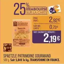 Match Patrimoine gourmand - spaetzle offre