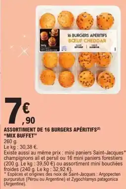 E.Leclerc Mix - assortiment de 16 burgers apéritifs offre