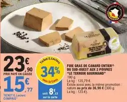 E.Leclerc E.leclerc - foie gras de canard entier du sud-ouest aux 2 poivres le terroir gourmand offre