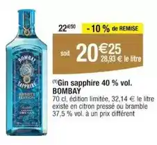 Cora Gin sapphire 40 % vol offre