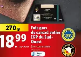 Lidl Deluxe - foie gras de canard entier igp du sud-ouest offre