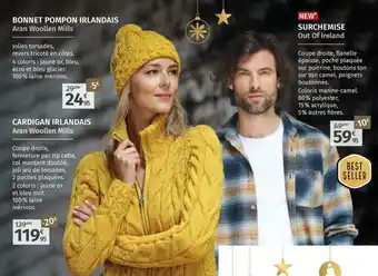 Aran woollen mills / out of ireland bonnet pompon irlandais ou cardigan irlandais ou surchemise