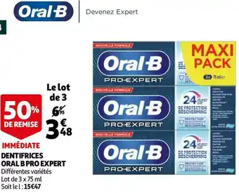 Auchan Oral b dentifrices pro expert offre