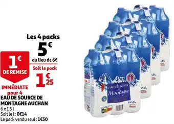 Auchan Auchan eau de source de montagne offre