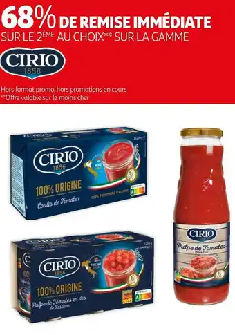 Cirio bon plan sur la gamme des produits de la marque cirio