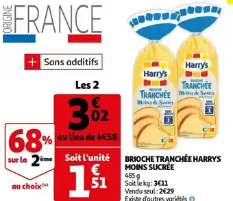 Auchan Harrys brioche tranchée moins sucrée offre