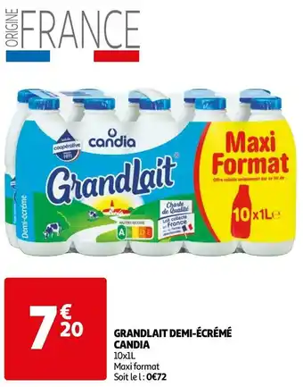 Auchan Candia grandlait demi-écrémé offre