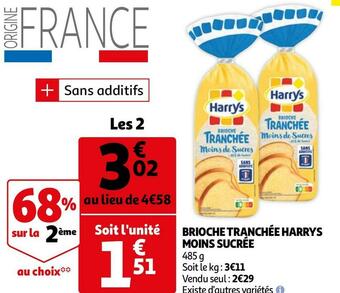 Harrys brioche tranchée moins sucrée