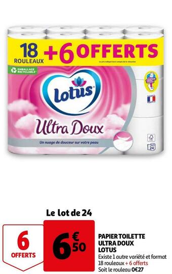 Auchan Lotus papier toilette ultra doux offre