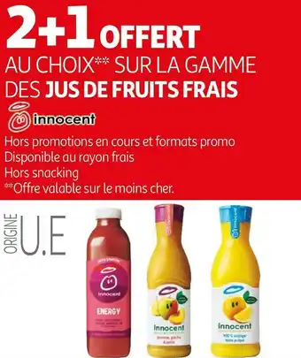 Auchan Innocent bon plan sur la gamme des jus de fruits frais de la marque innocent offre