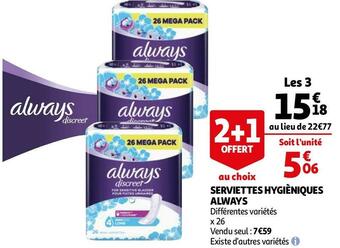 Auchan Always serviettes hygièniques offre