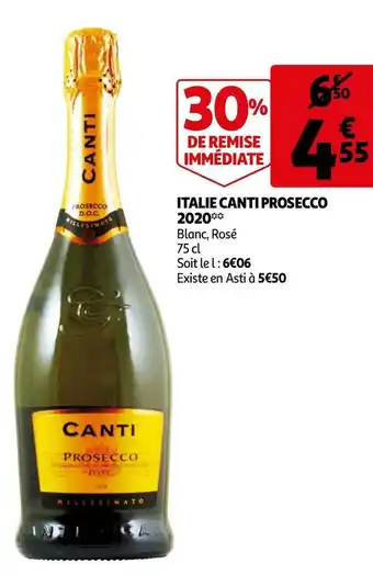 Auchan Canti italie prosecco 2020 offre