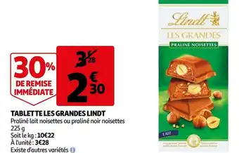 Auchan Lindt tablette les grandes offre