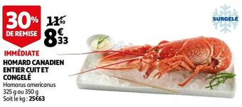 Auchan Homard canadien entier cuit et congelé offre