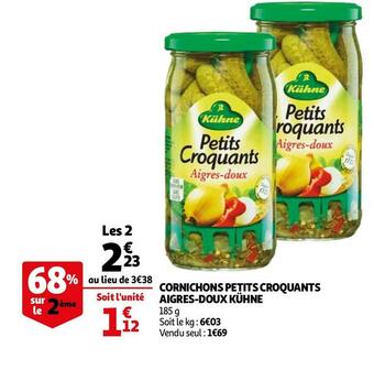 Auchan Kühne cornichons petits croquants aigres-doux offre