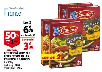Auchan Le gaulois lot de 2 gésiers ou foies de volailles confits offre