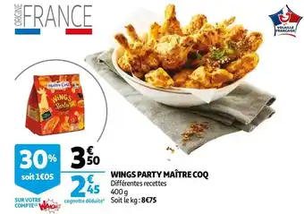 Auchan Maître coq wings party offre