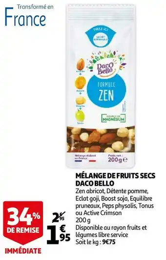 Auchan Daco bello mélange de fruits secs offre