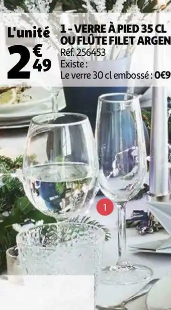 Auchan Auchan verre à pied 35 cl ou flûte filet argent offre