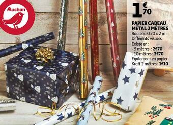 Auchan Papier cadeau métal 2 mètres offre