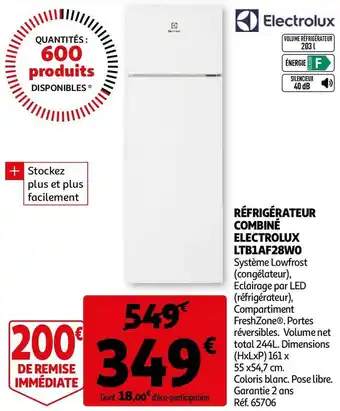 Auchan Electrolux réfrigérateur combiné ltb1af28w0 offre