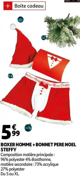 Auchan In extenso boxer homme + bonnet pere noel steffy offre