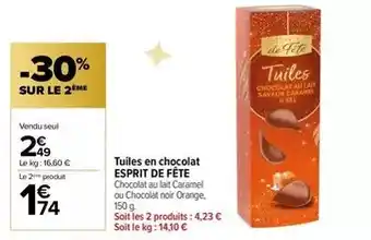 Carrefour Orange - tuiles en chocolat offre