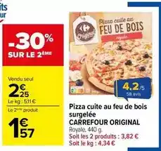 Carrefour Carrefour - pizza cuite au feu de bois surgelée original offre