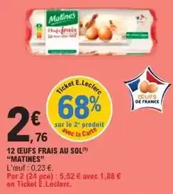 E.Leclerc Express Matines - 12 oeufs frais au sol offre