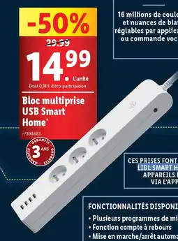 Lidl Bloc multiprise USB Smart Home offre