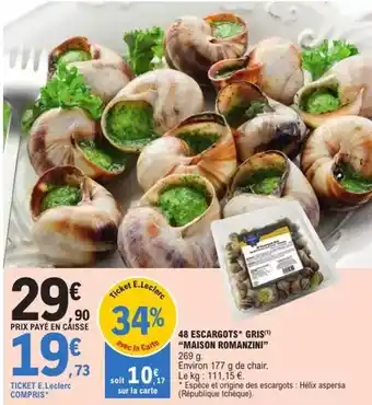 E.Leclerc E.leclerc - 48 escargots gris offre