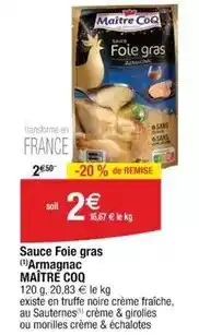 Cora Maître coq - sauce foie gras offre