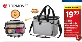 Lidl TOPMOVEⓇ Sac pour accessoires de tricot ou trolley pour machine à coudre offre