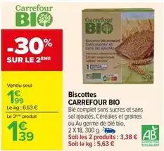 Carrefour Carrefour - biscottes bio offre