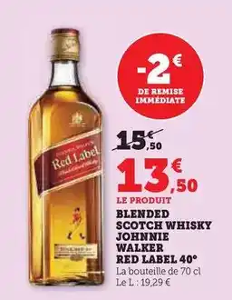 U Express Johnnie walker - red label 40° blended scotch whisky offre