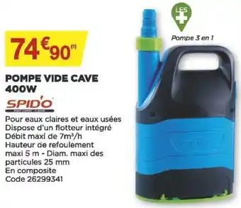 Pompe vide cave 400W